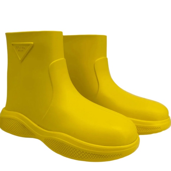 Prada Shoes - Prada Yellow Rubber Rain Boots – Size 35 – Authentic Pre-Owned